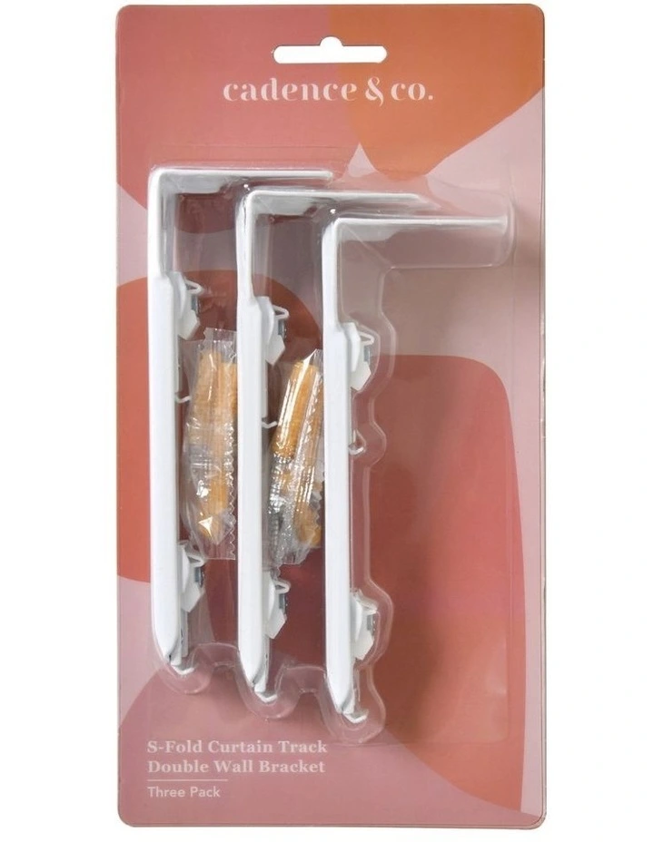 Wall Mounted Double Bracket S-Fold Curtain Track 3 Pack in White image 5