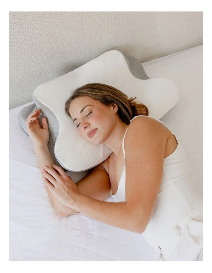 Cervical Memory Foam Neck Pillow in White image 3