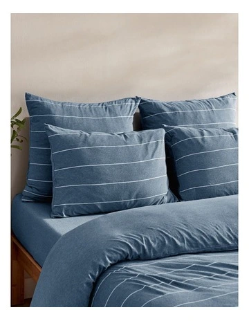 Jersey Luxe 100% Cotton Reversible Quilt Cover Set in Denim