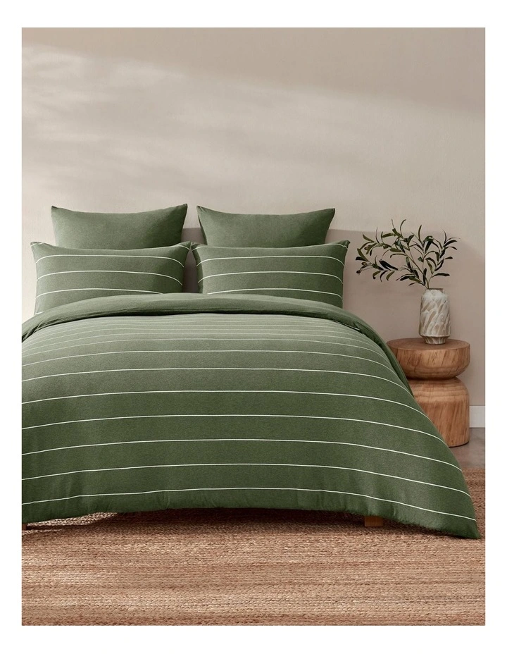 Jersey Luxe 100% Cotton Reversible Quilt Cover Set in Olive image 1