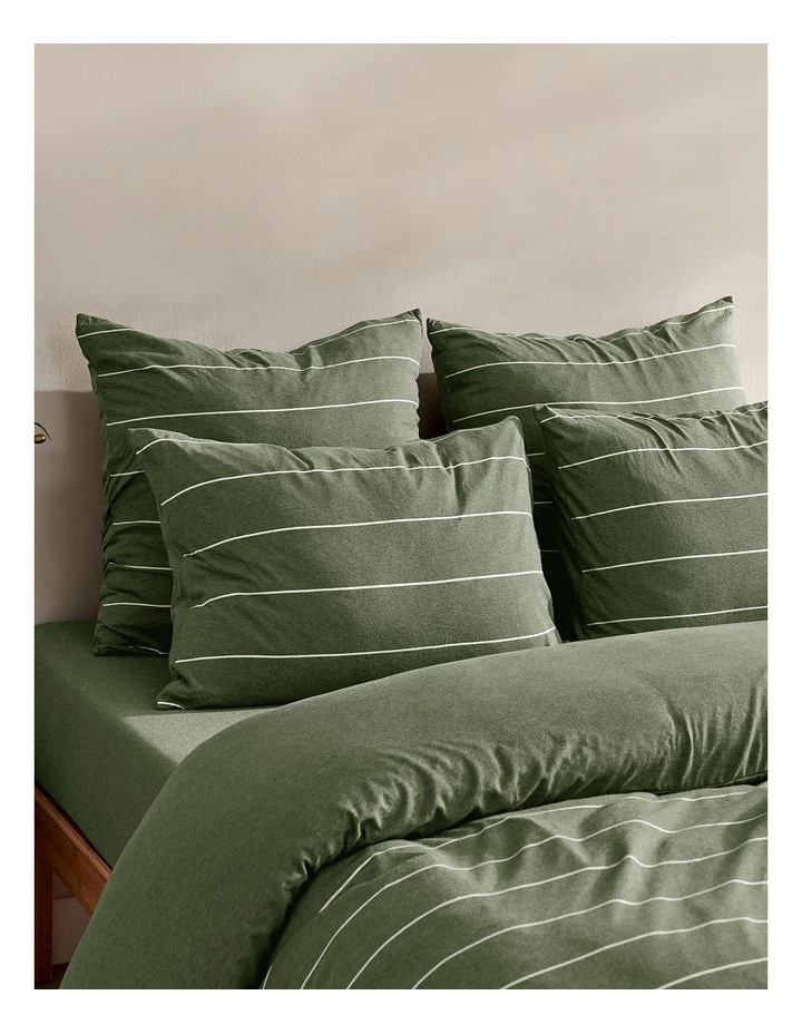 Jersey Luxe 100% Cotton Reversible Quilt Cover Set in Olive image 2