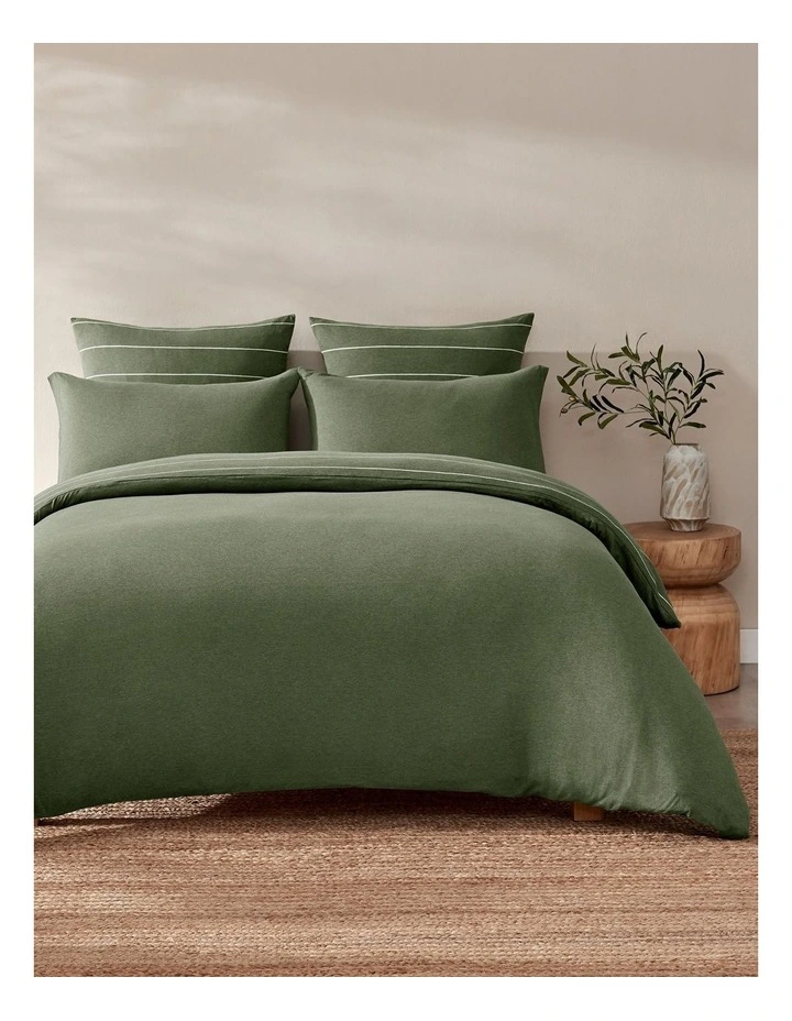Jersey Luxe 100% Cotton Reversible Quilt Cover Set in Olive image 3
