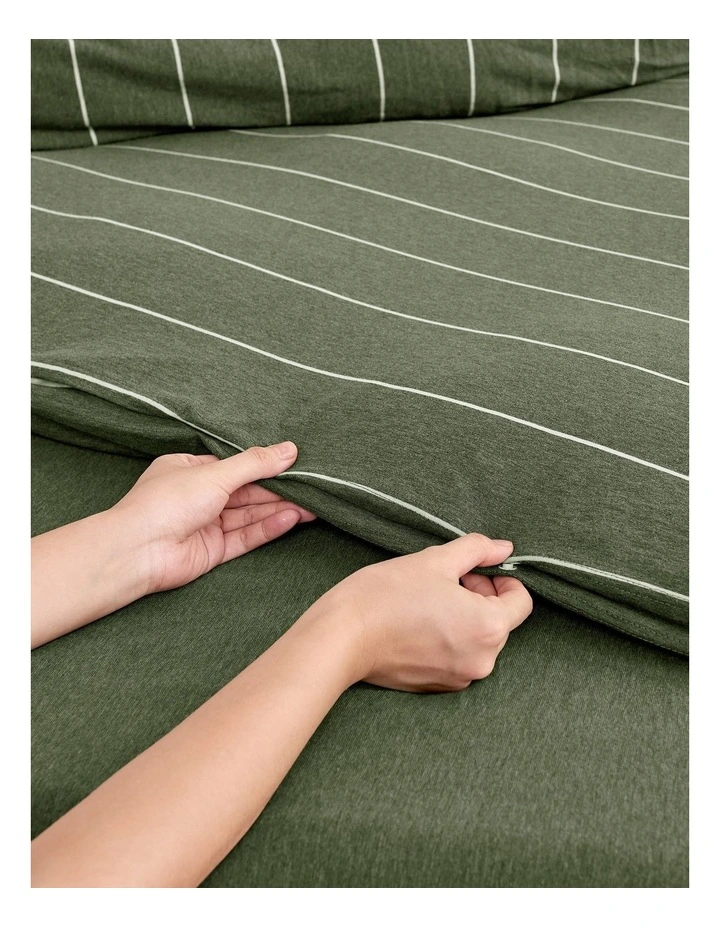 Jersey Luxe 100% Cotton Reversible Quilt Cover Set in Olive image 4