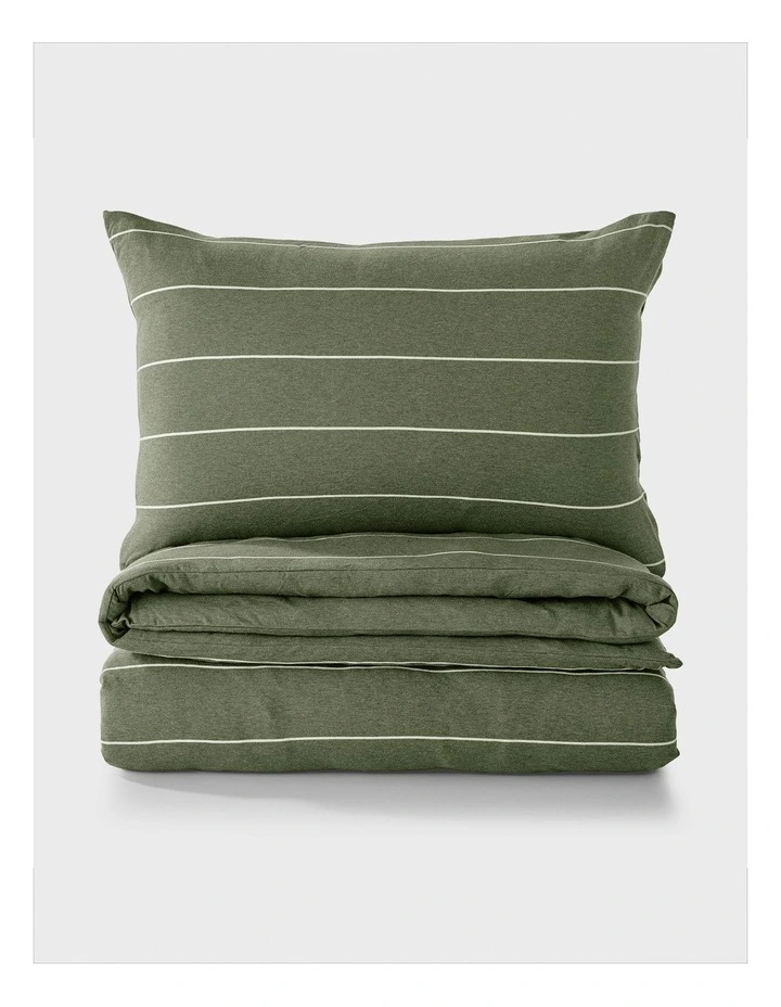 Jersey Luxe 100% Cotton Reversible Quilt Cover Set in Olive image 5