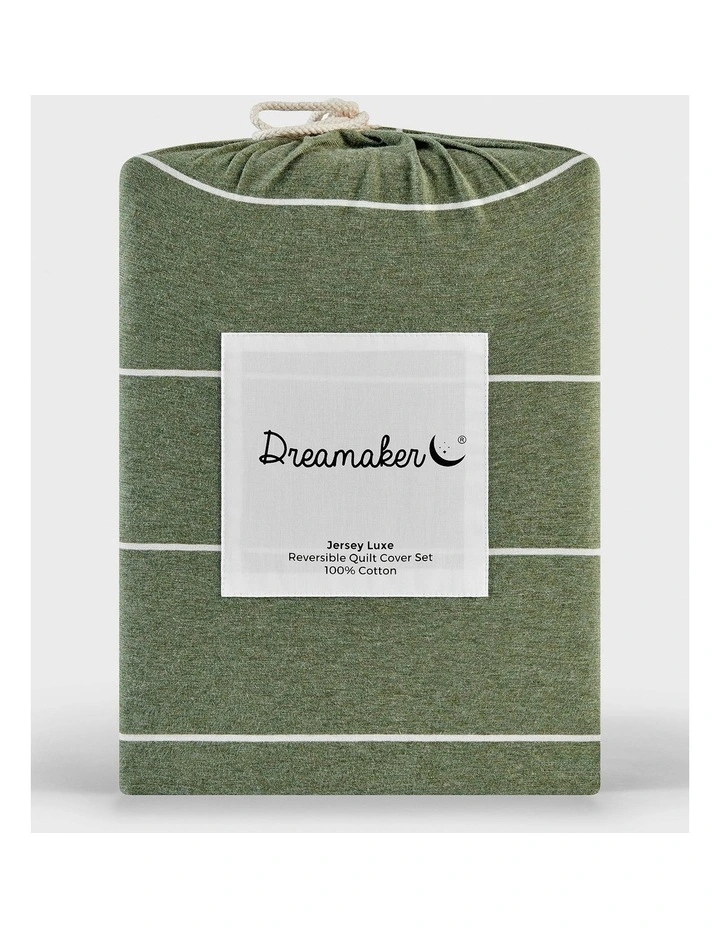 Jersey Luxe 100% Cotton Reversible Quilt Cover Set in Olive image 6