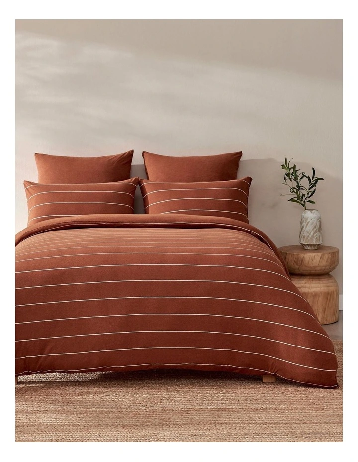 Jersey Luxe 100% Cotton Reversible Quilt Cover Set in Rust image 1