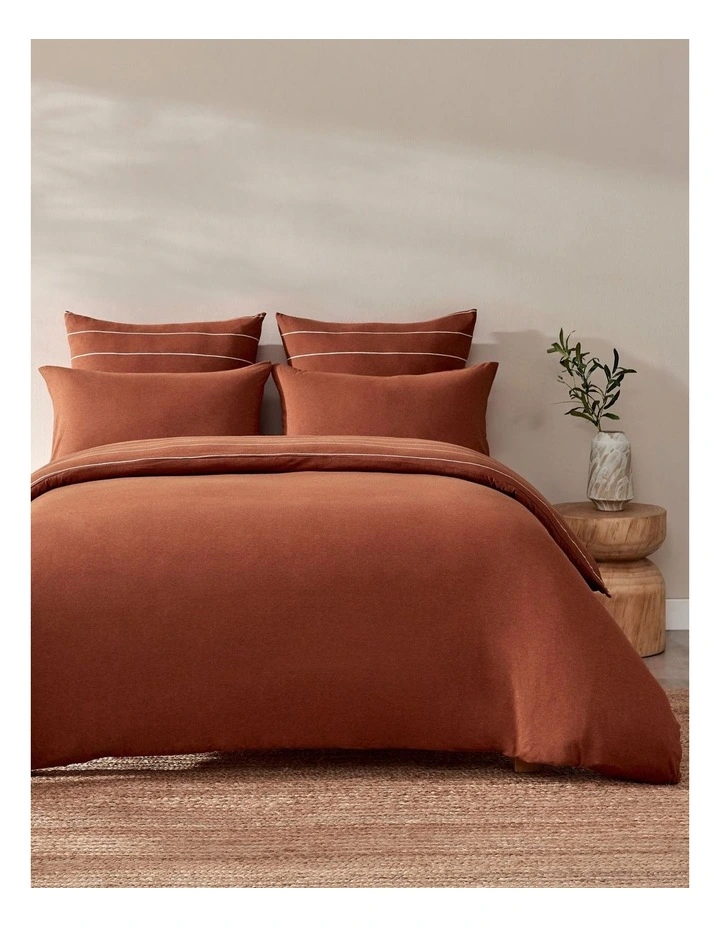 Jersey Luxe 100% Cotton Reversible Quilt Cover Set in Rust image 3