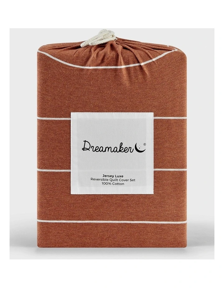 Jersey Luxe 100% Cotton Reversible Quilt Cover Set in Rust image 6