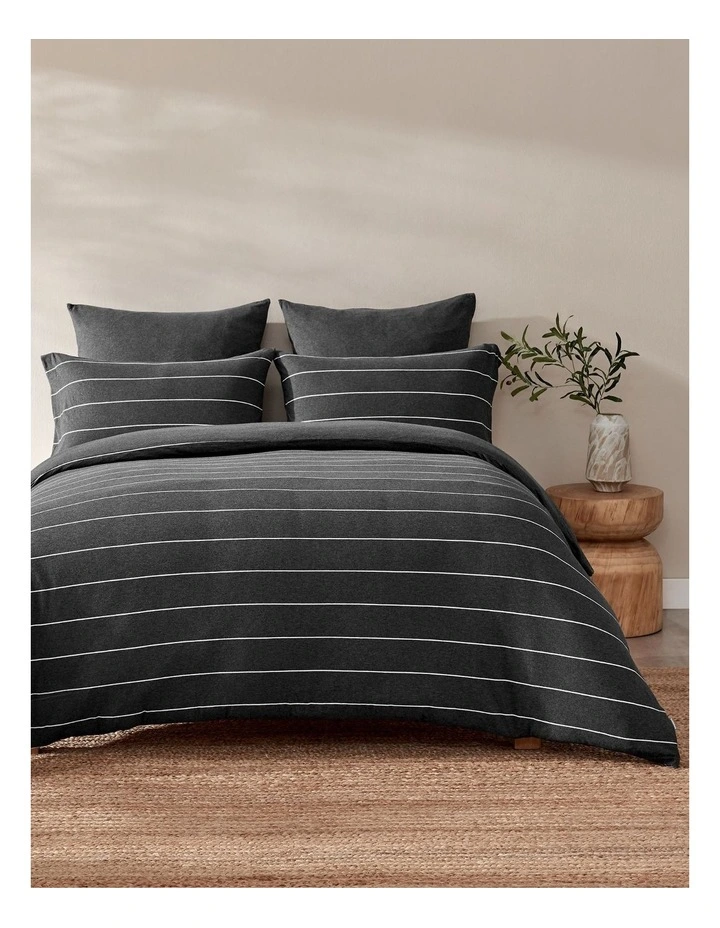 Jersey Luxe 100% Cotton Reversible Quilt Cover Set in Charcoal image 1