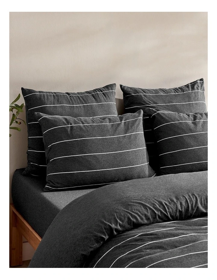 Jersey Luxe 100% Cotton Reversible Quilt Cover Set in Charcoal image 2
