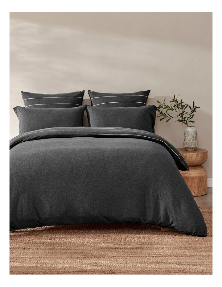 Jersey Luxe 100% Cotton Reversible Quilt Cover Set in Charcoal image 3