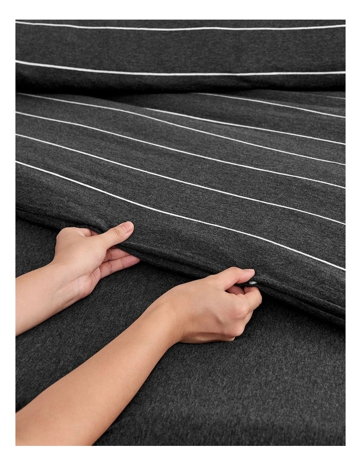 Jersey Luxe 100% Cotton Reversible Quilt Cover Set in Charcoal image 4