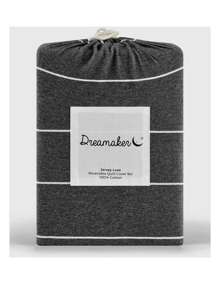 Jersey Luxe 100% Cotton Reversible Quilt Cover Set in Charcoal image 6