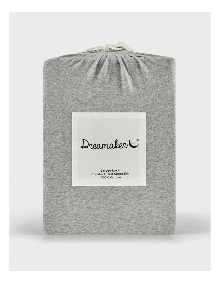 Jersey Luxe Combo Fitted Sheet Set in Silver Grey image 6
