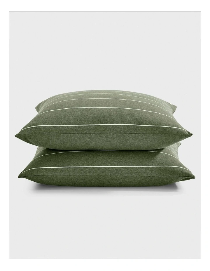 Luxe European Pillowcase Twin Pack in Olive image 2