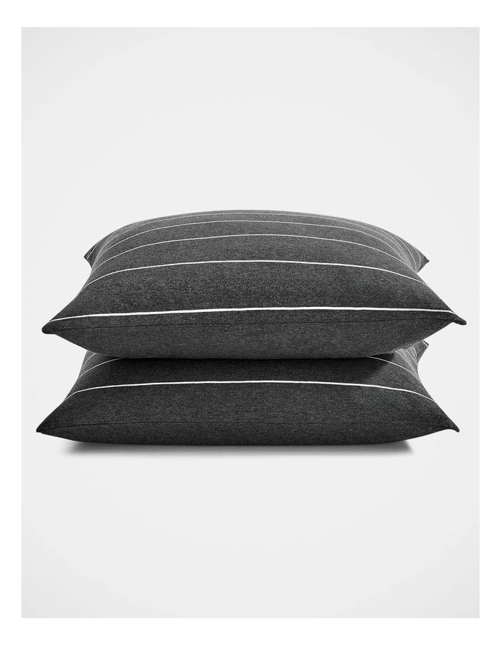 Jersey Luxe 100% Cotton European Pillowcase Twin Pack in Charcoal image 2