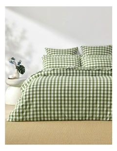 Lola Gingham Quilt Cover Set in Olive