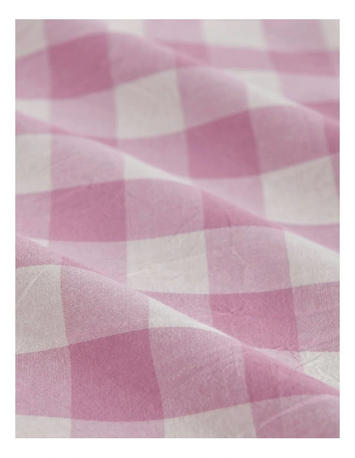 Lola Gingham Washed Cotton Quilt Cover Set in Pearl Pink image 3