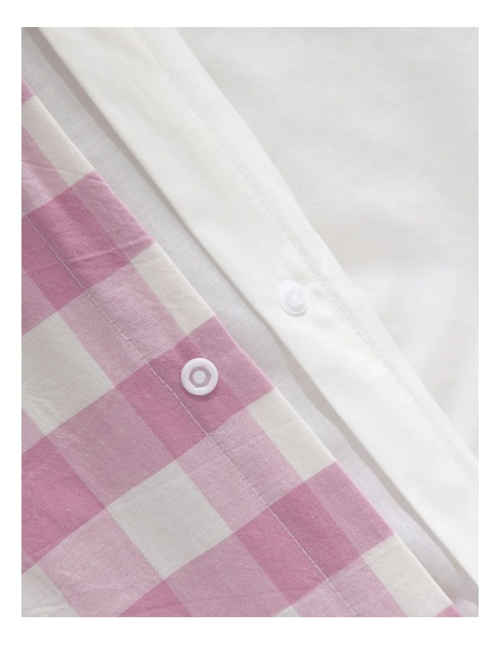 Lola Gingham Washed Cotton Quilt Cover Set in Pearl Pink image 4