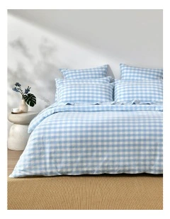 Lola Gingham Quilt Cover Set in Sky