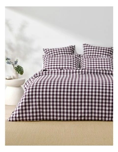 Lola Gingham Quilt Cover Set in Plum