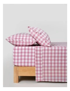 Lola Gingham Washed Cotton Sheet Set in Pink Pearl