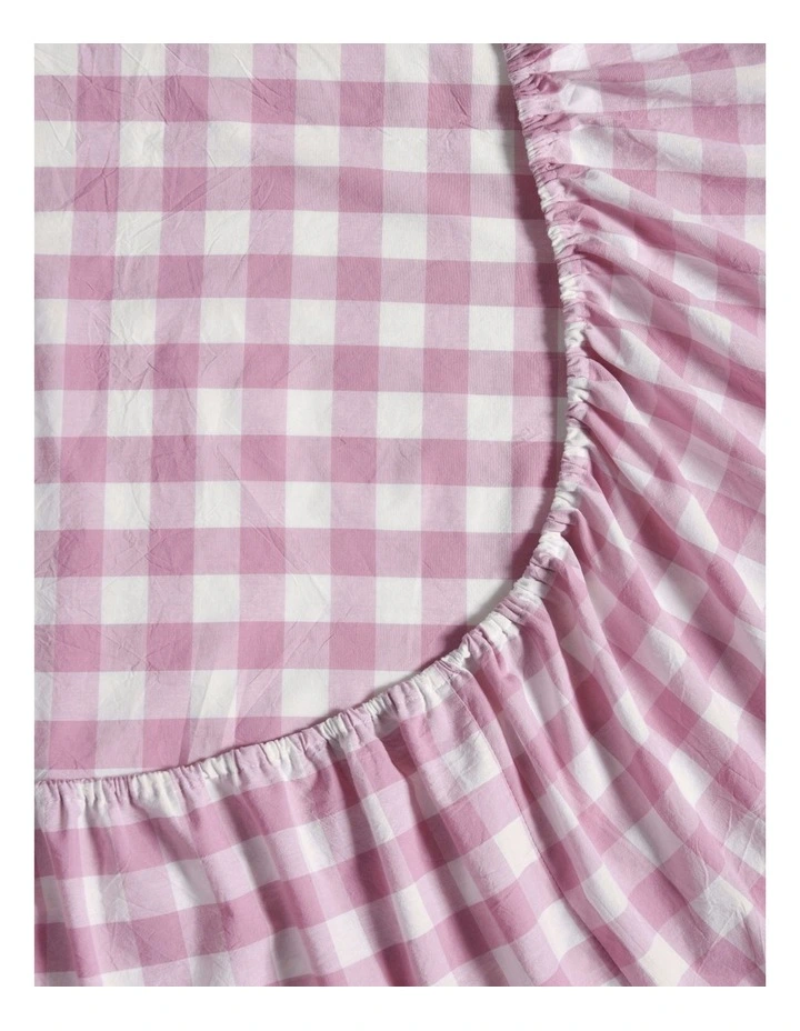 Lola Gingham Washed Cotton Sheet Set in Pink Pearl image 4