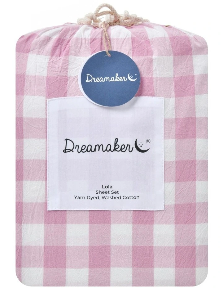Lola Gingham Washed Cotton Sheet Set in Pink Pearl image 7