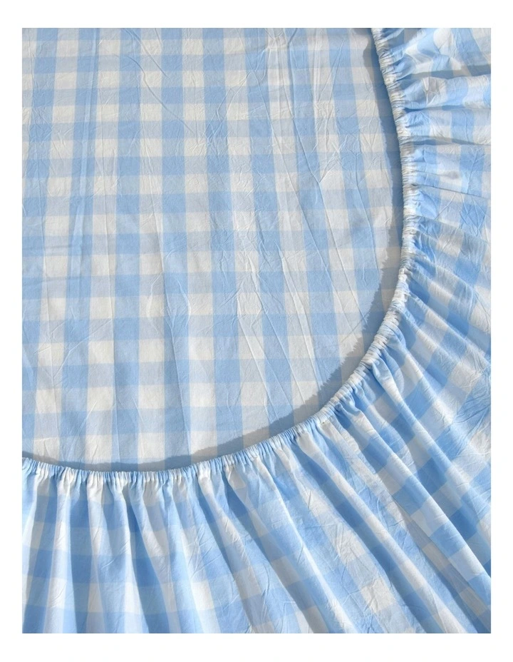 Lola Gingham Washed Cotton Sheet Set in Sky image 4