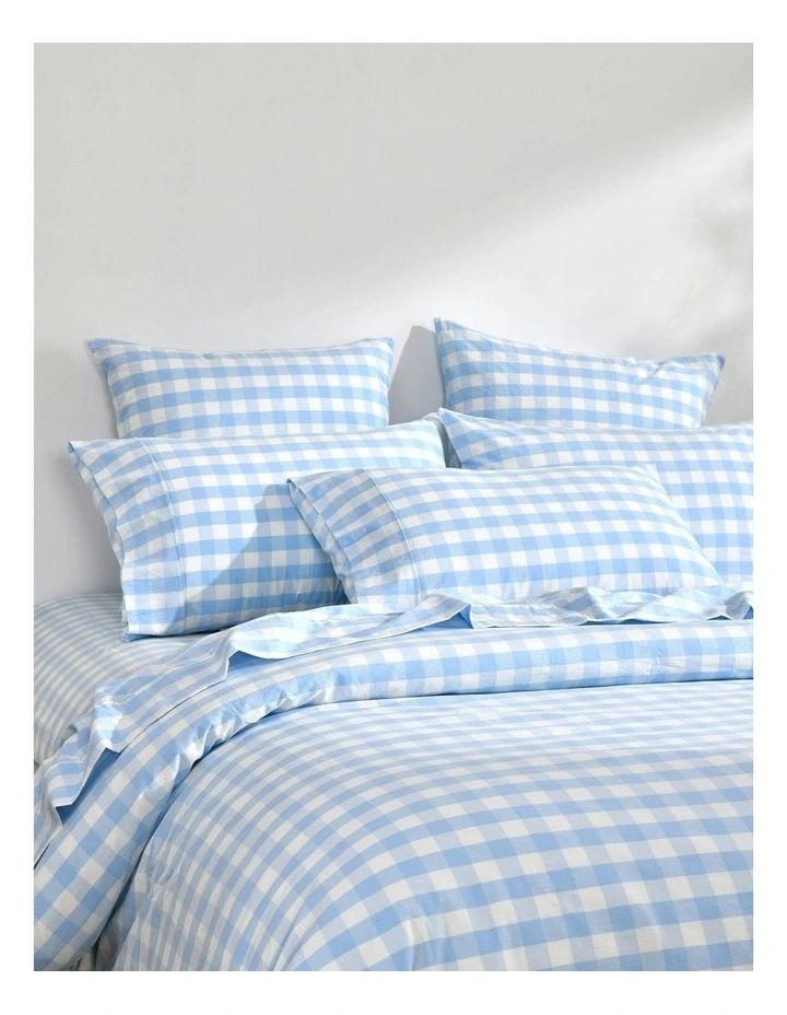 Lola Gingham Washed Cotton Sheet Set in Sky image 6
