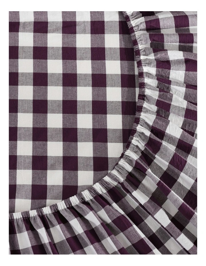 Lola Gingham Washed Cotton Sheet Set in Plum image 4