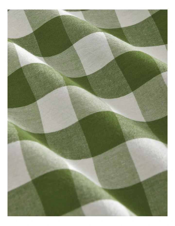 Lola Gingham Washed Cotton Standard Pillowcase Twin Pack in Olive image 4