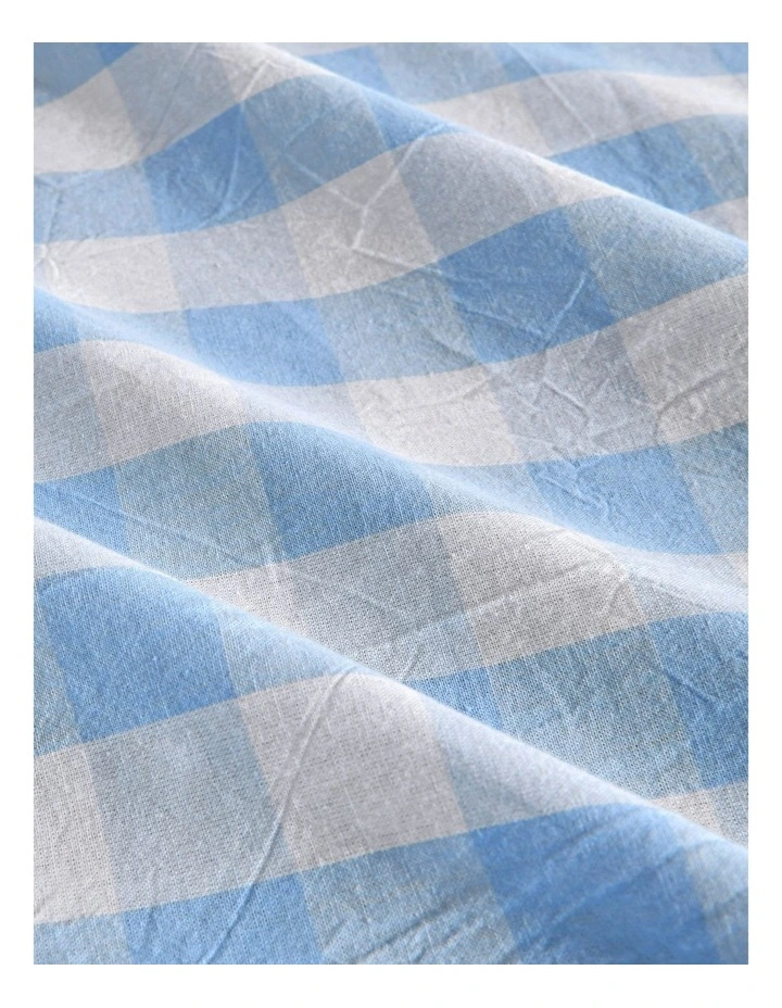 Lola Gingham Washed Cotton Standard Pillowcase Twin Pack in Sky image 4