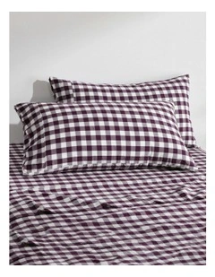 Lola Gingham Washed Cotton King Pillowcase Twin Pack in Plum