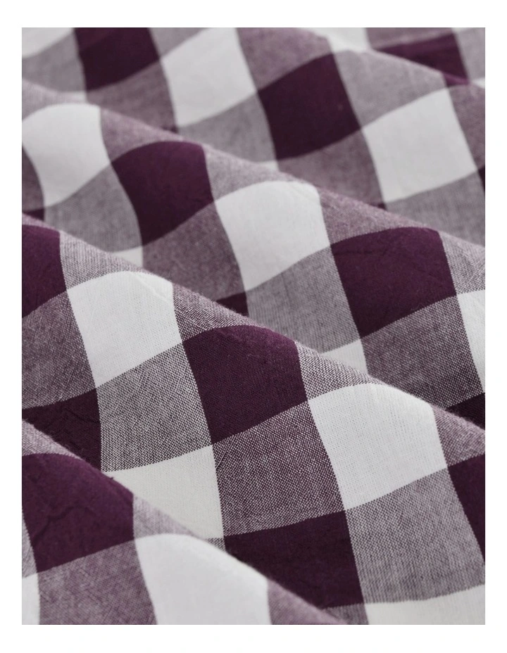 Lola Gingham Washed Cotton Euro Pillowcase Twin Pack in Plum image 2