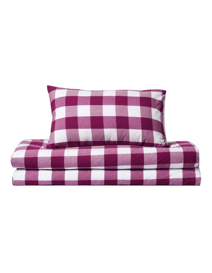 Remy Washed Cotton Quilt Cover Set in Berry image 3