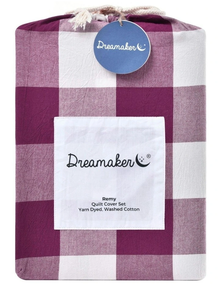 Remy Washed Cotton Quilt Cover Set in Berry image 7