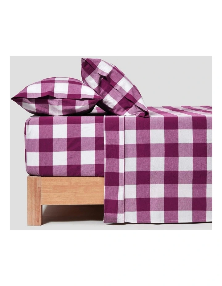 Remy Washed Cotton Sheet Set in Berry image 1