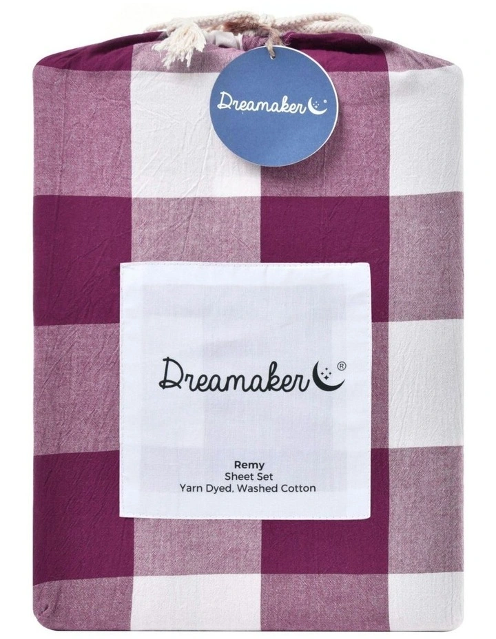 Remy Washed Cotton Sheet Set in Berry image 6