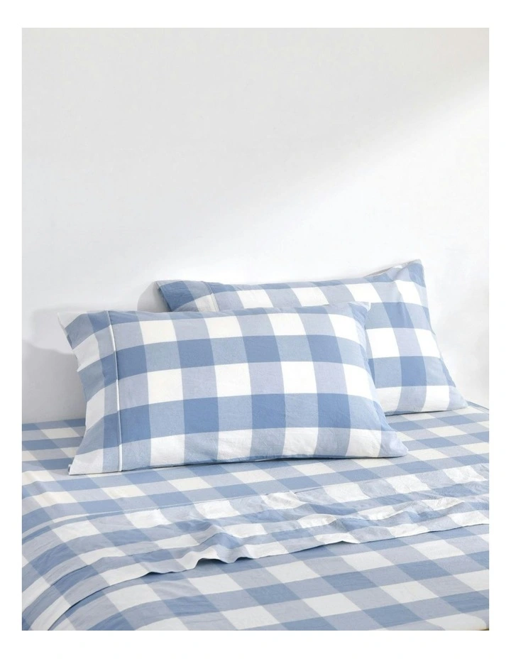 Remy Washed Cotton Pillowcase Twin Pack in Cornflower image 1