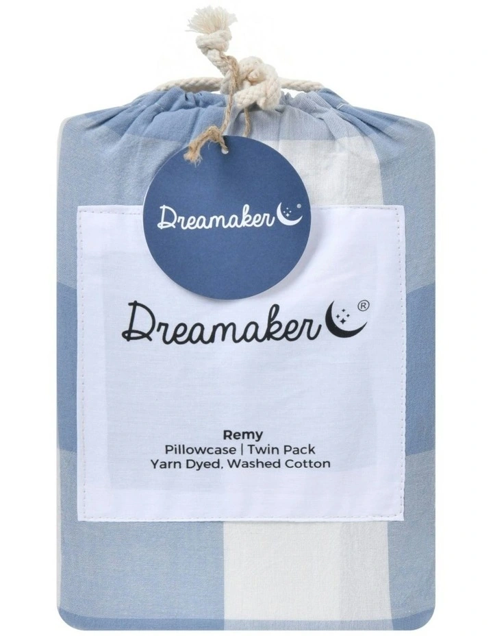 Remy Washed Cotton Pillowcase Twin Pack in Cornflower image 4