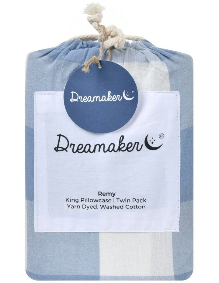 Remy Washed Cotton Pillowcase Twin Pack in Cornflower image 4