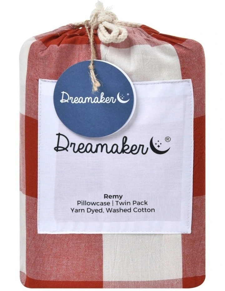 Remy Washed Cotton Pillowcase Twin Pack in Rust image 4