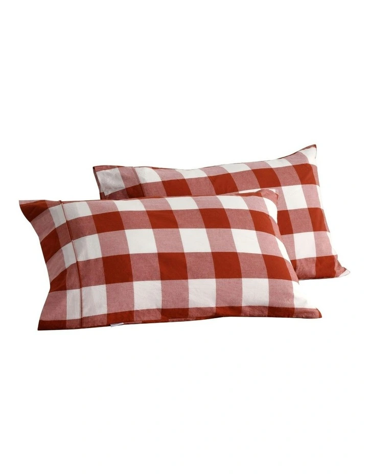 Remy Washed Cotton Pillowcase Twin Pack in Rust image 6