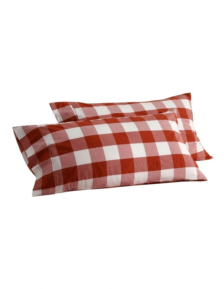 Remy Washed Cotton King Pillowcase Twin Pack in Rust image 6