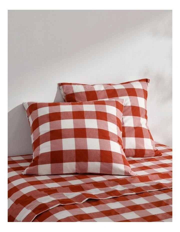 Remy Washed Cotton Euro Pillowcase Twin Pack in Rust image 1