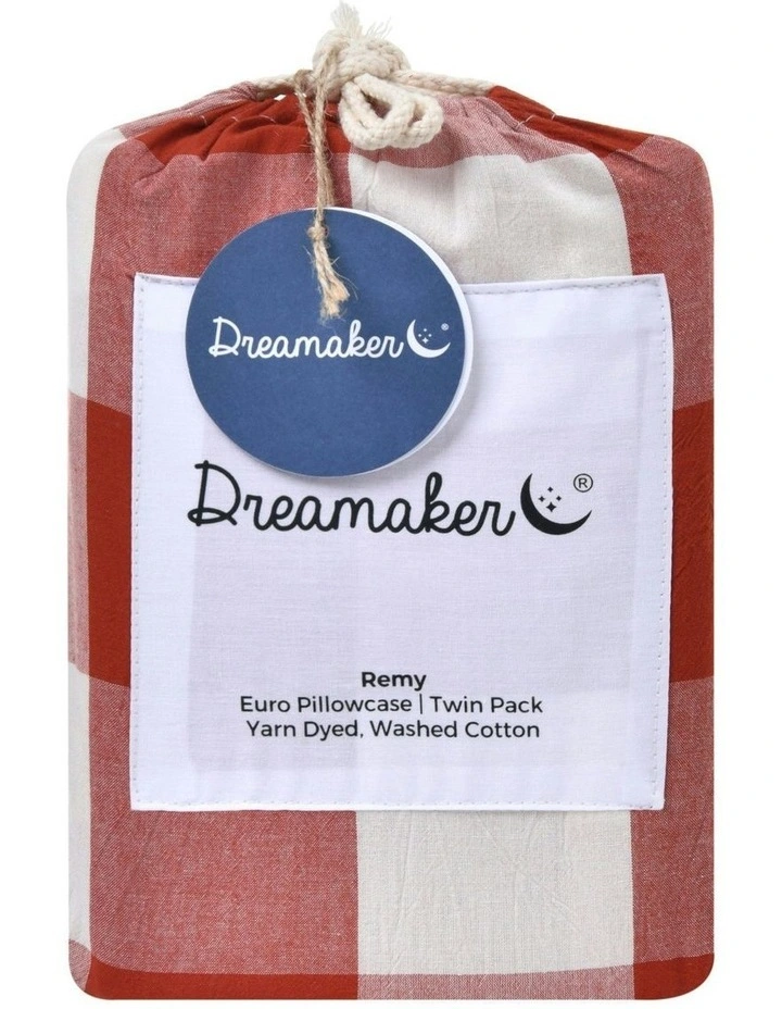 Remy Washed Cotton Euro Pillowcase Twin Pack in Rust image 4