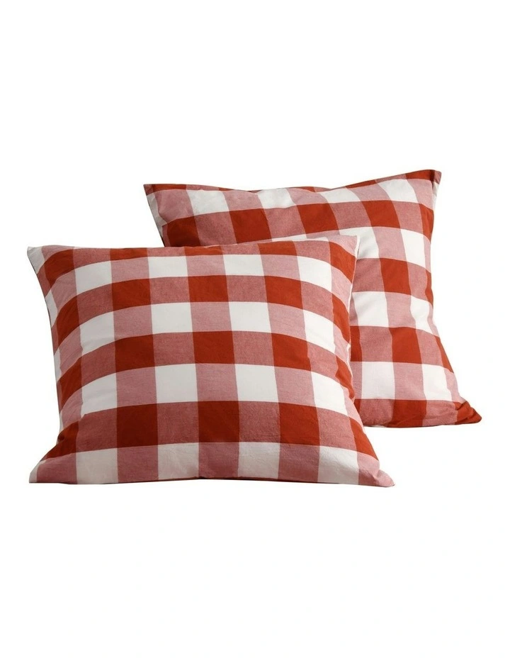 Remy Washed Cotton Euro Pillowcase Twin Pack in Rust image 6