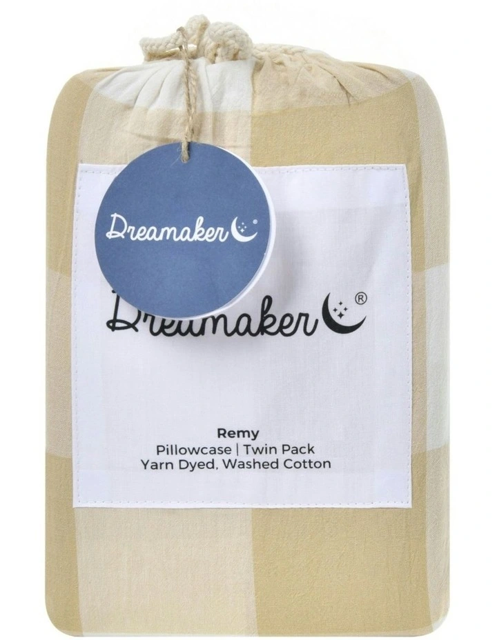 Remy Washed Cotton Pillowcase Twin Pack in Sand image 4