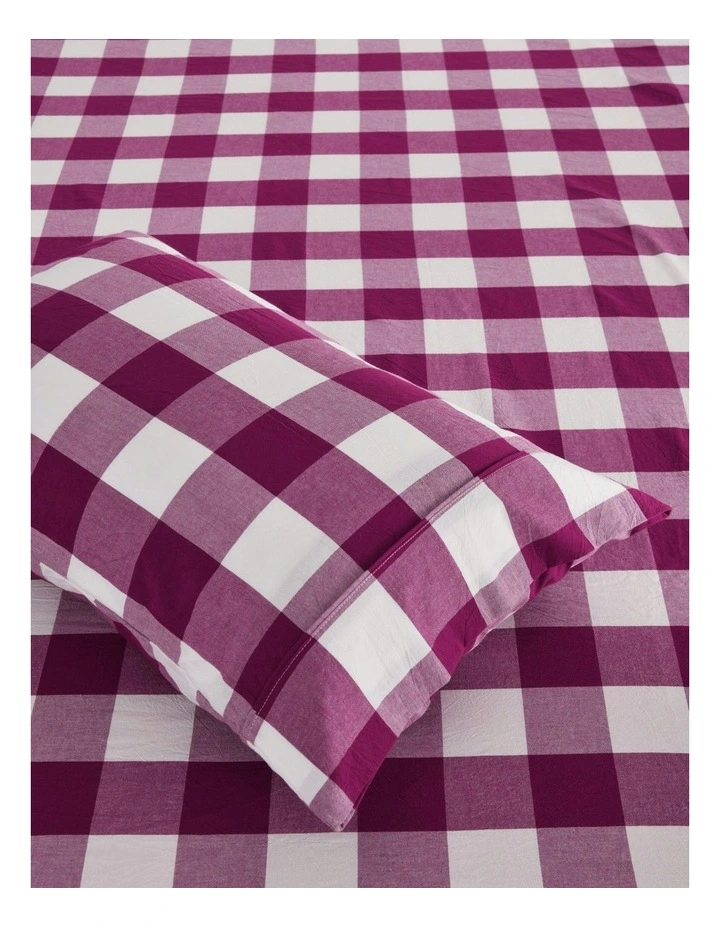 Remy Washed Cotton Pillowcase Twin Pack in Berry image 2